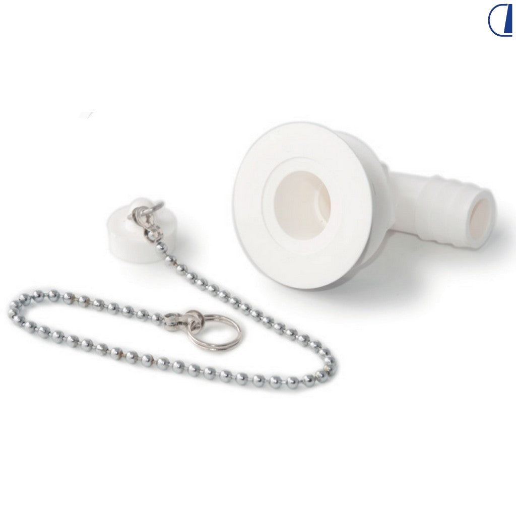 Di-Tec Piletta curva 90° per lavello camper Ø 19 mm bianca