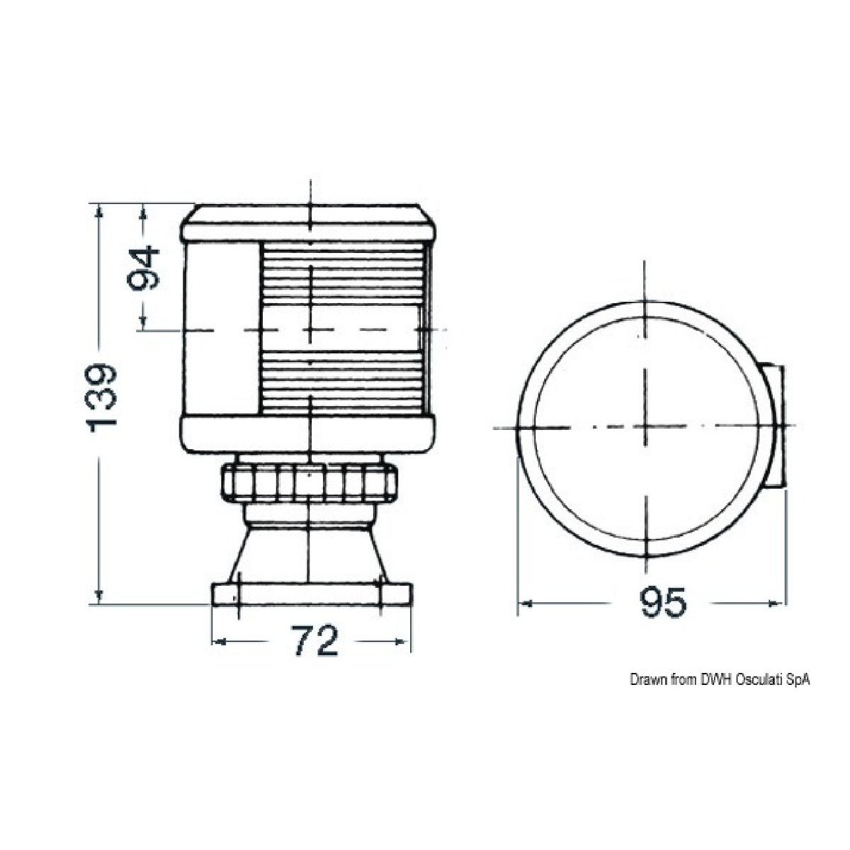 Fanale DHR rosso app. 360° 25 W