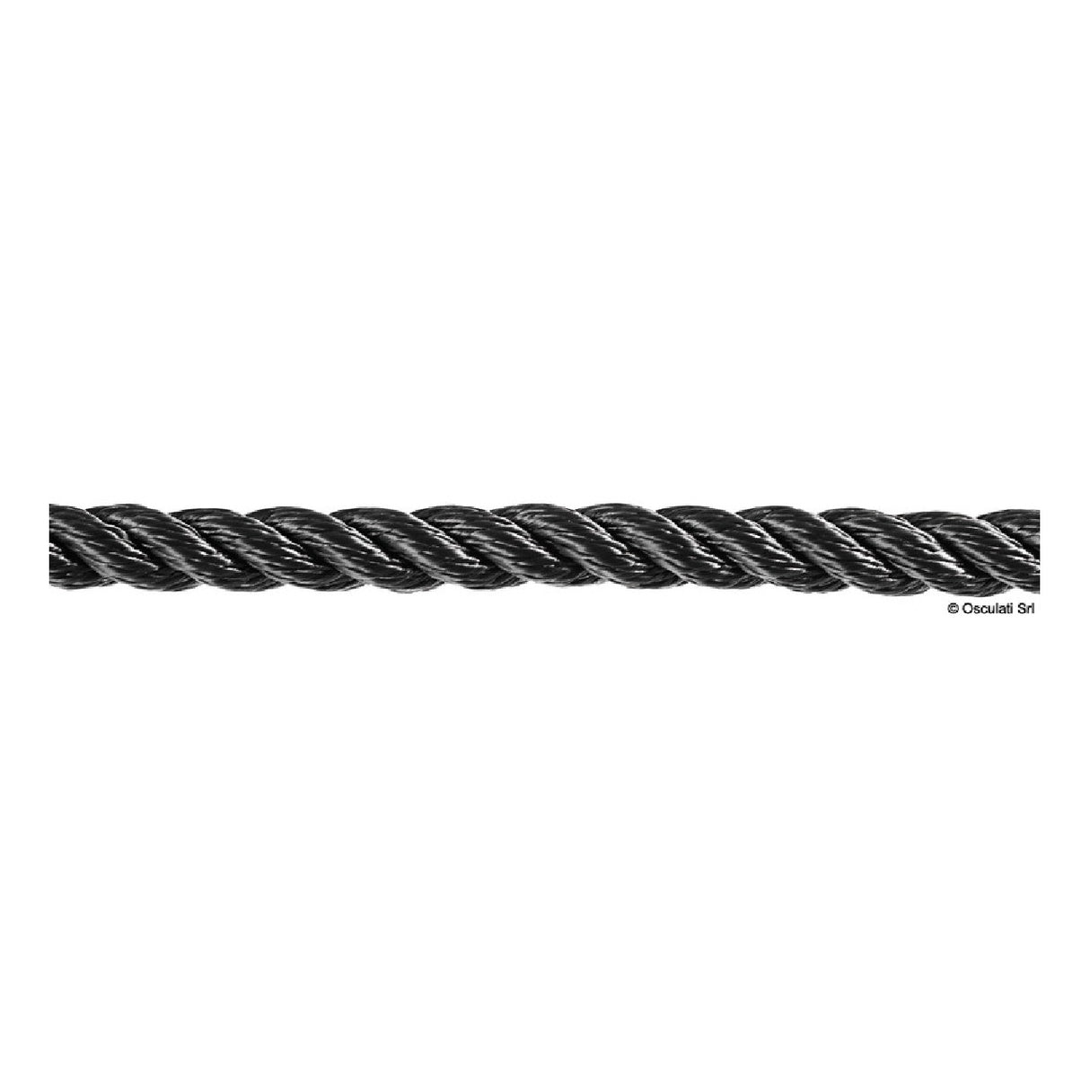 Cuerda de poliéster trenzado de alta tenacidad de 3 hilos Osculati, color negro 06.450.06