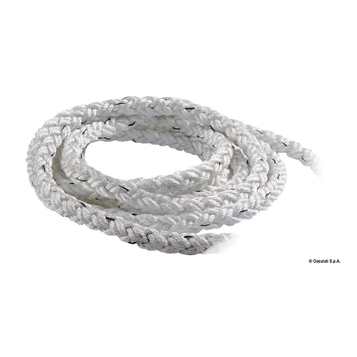 Osculati Square Line high tenacity polyester braid with 8 strands, long pitch, Black 06.478.12