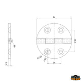 Trem Cerniera inox AISI 316 65x65 mm rotonda