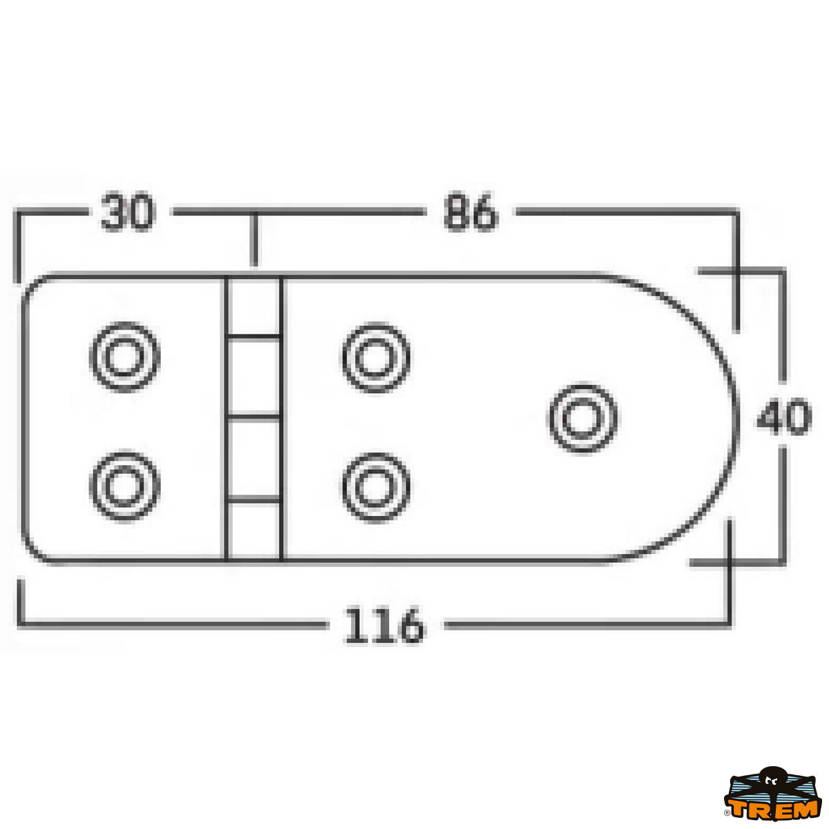 Trem Cerniere inox AISI 316 116x40 mm