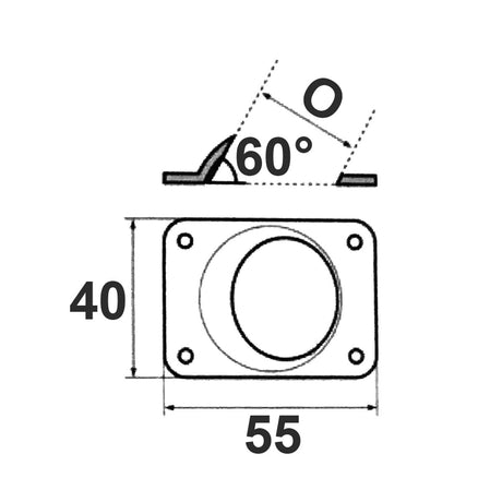 Trem Base a saldare Rettangolare 60 d. mm 25 d. mm 25 Inclinazione 60