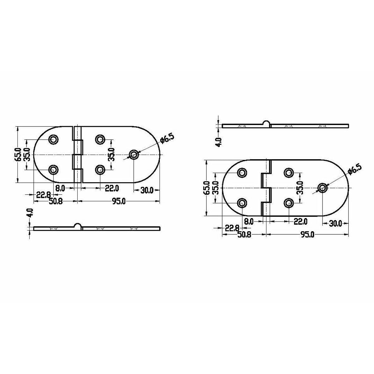 Trem Cerniera inox 145x65 mm dritta