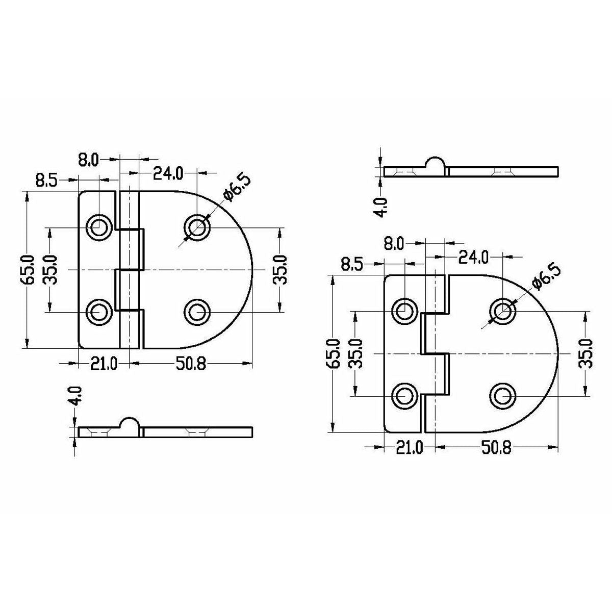 Trem Cerniera inox 71x65 mm dritta