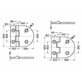 Trem Cerniera inox 71x65 mm dritta