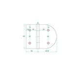 Bisagra Trem Invertida de acero inoxidable 82x65 mm