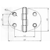 Trem Cerniera inox 69x48 mm