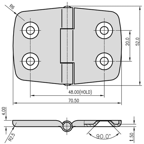 Trem Cerniera inox 70x52 mm