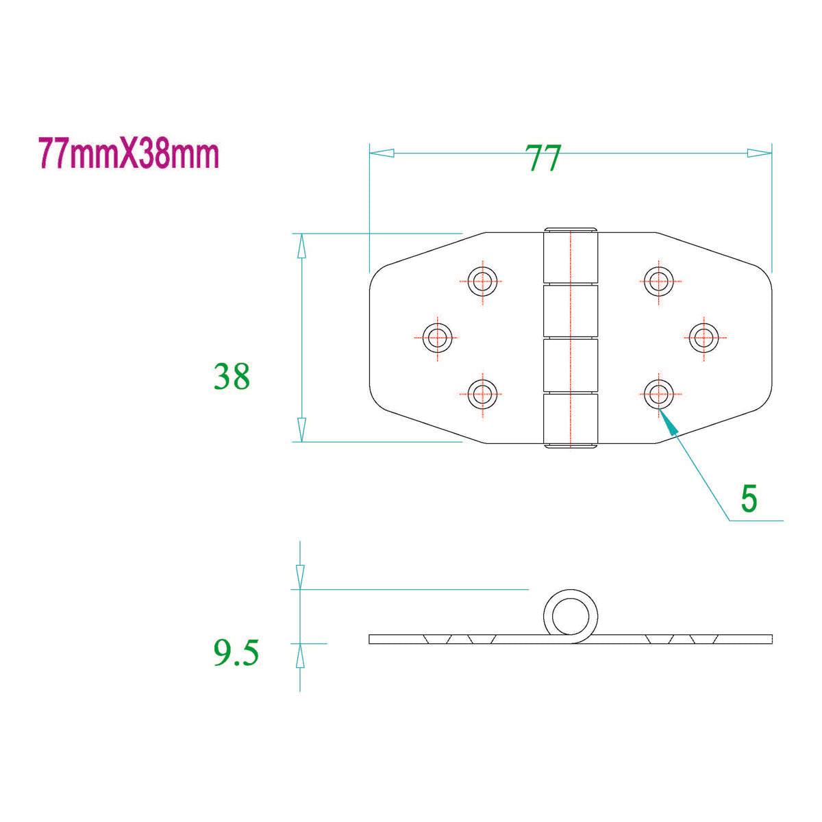 Trem Cerniera inox 77x38 mm