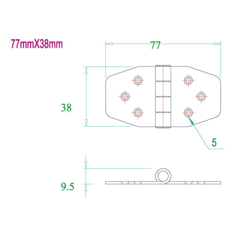 Trem Cerniera inox 77x38 mm