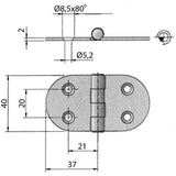 Trem Cerniera inox 74x40 mm rovesciata