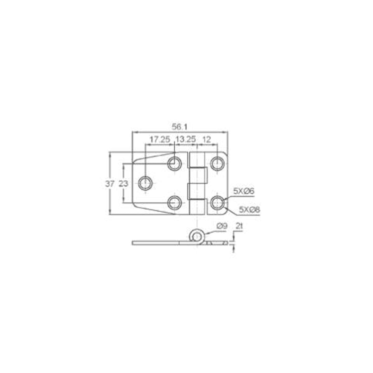 Trem Cerniera inox con lamiera adesiva di finitura 59x40 mm 59x40x2 mm 59x40x2