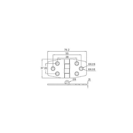 Trem Cerniera inox con lamiera adesiva di finitura 76x40 mm 76x40x2 mm 76x40x2