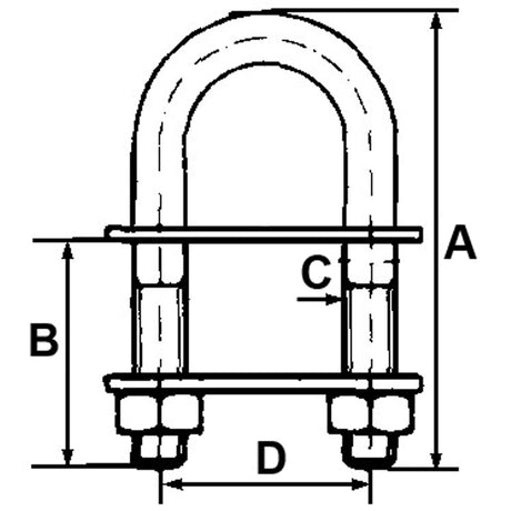 Trem U-bolt with conical connections, length 200 mm