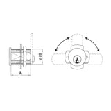 Trem Serratura in ottone ideale per gavoni d. mm 20 d. mm 20 A mm 30