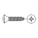 Tornillo autorroscante de acero inoxidable Trem con cabeza avellanada y tapa en cruz