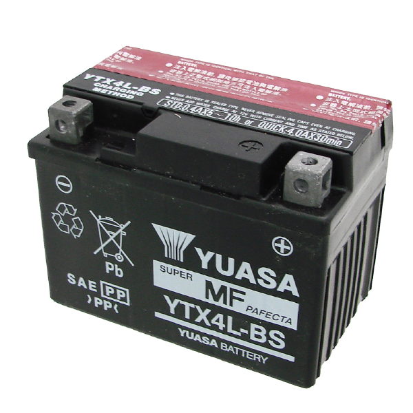 Batería para motocicleta YUASA YTX4L-BS (sellada con ácido incluido) 12 V/3 Ah