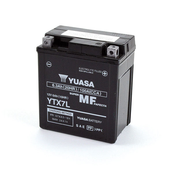 YUASA YTX7L Motorradbatterie (versiegelt und aktiviert – werkseitig versiegelt) 12 V/6 Ah