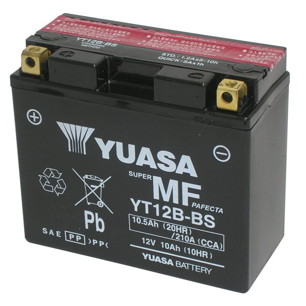 Batería para motocicleta YUASA YT12B-BS (sellada con ácido incluido) 12 V/10 Ah