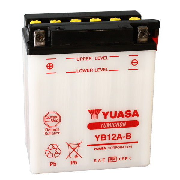 Batteria Moto YUASA YB12A-B 12V/12Ah senza acido a corredo