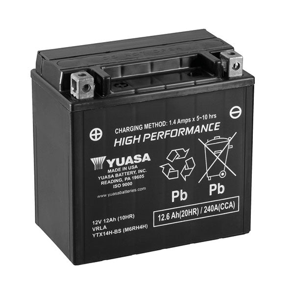 Batería para motocicleta YUASA YTX14H (sellada y activada, sellada de fábrica) 12 V/12 Ah