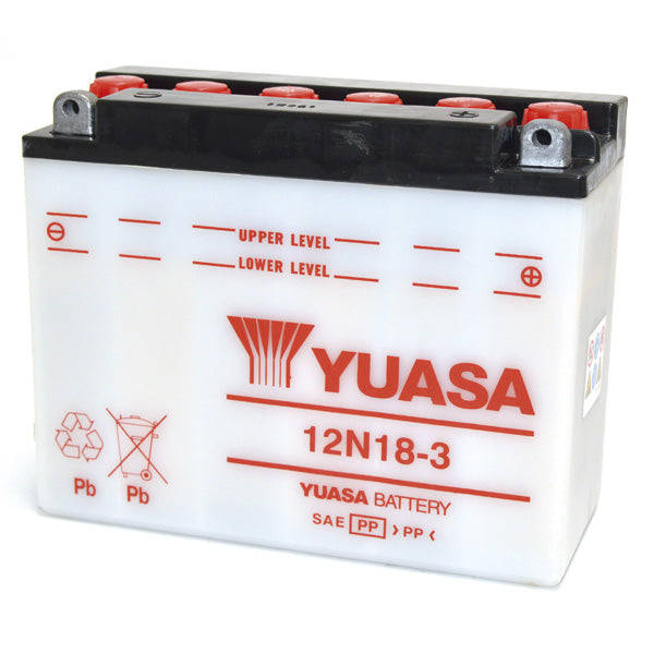 Batería de motocicleta YUASA 12N18-3 12V/18Ah sin ácido incluido