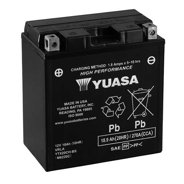 Batería para motocicleta YUASA YTX20Ch-BS (sellada con ácido incluido) 12 V/18 Ah