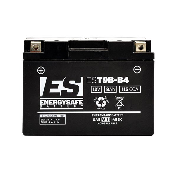 Batería de motocicleta Energysafe EST9B-B4 (sellada, activada y sellada de fábrica) 12 V/8 Ah