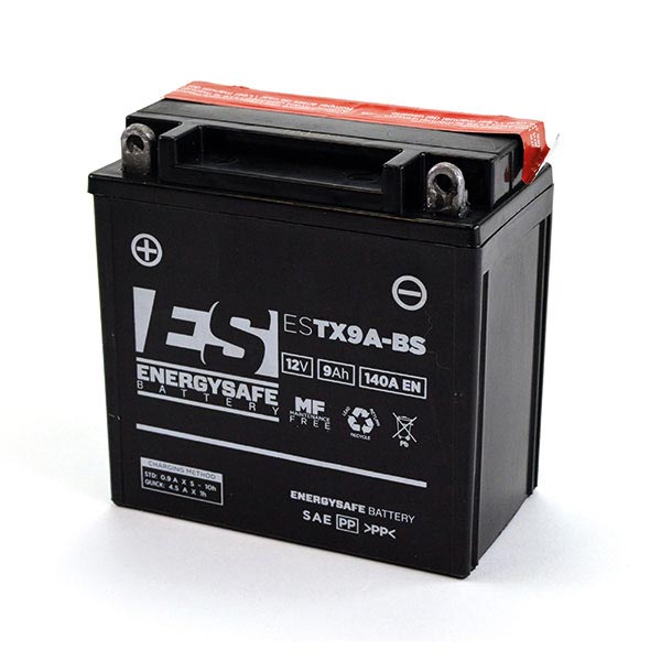Batería para motocicleta Energysafe ESTX9A-BS de 12 V/9 Ah (sellada con ácido incluido)