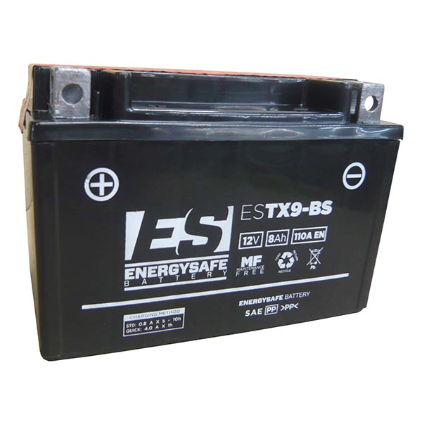 Batería para motocicleta Energysafe ESTX9-BS de 12 V/8 Ah (sellada con ácido incluido)