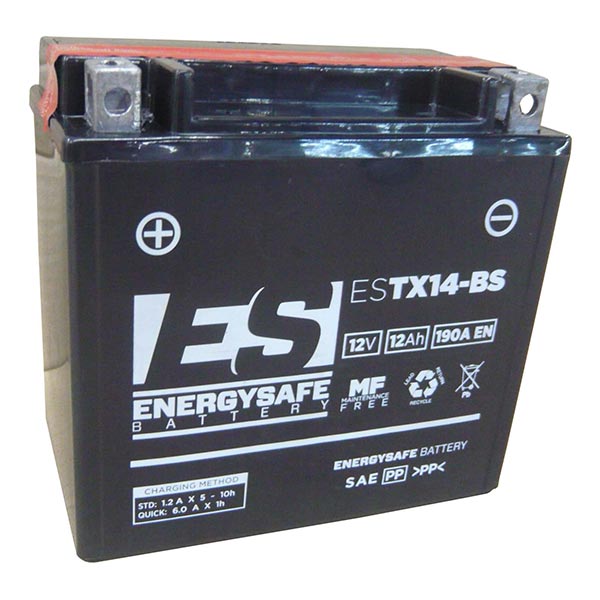 Energysafe ESTX14-BS Motorradbatterie (versiegelt, Säure enthalten) 12 V/12 Ah