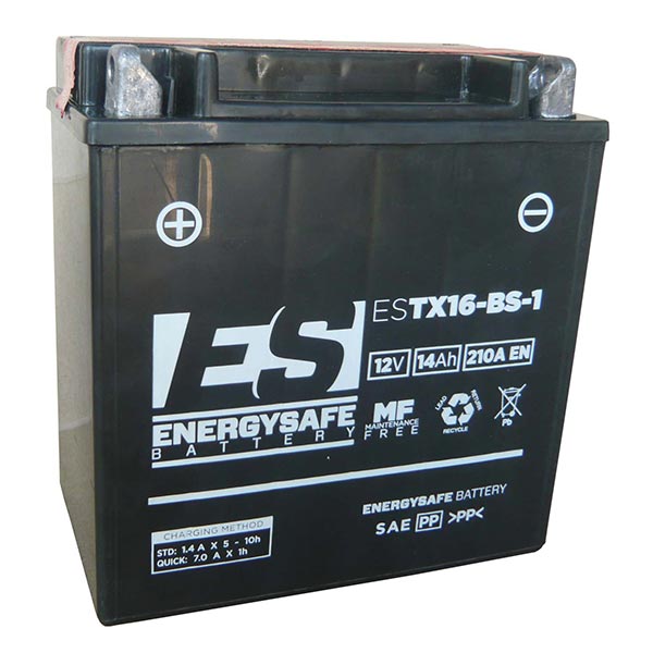 Batería para motocicleta Energysafe ESTX16-BS-1 (sellada con ácido incluido) 12 V/14 Ah