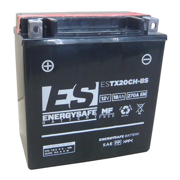 Batería para motocicleta Energysafe ESTX20Ch-BS (sellada con ácido incluido) 12 V/18 Ah