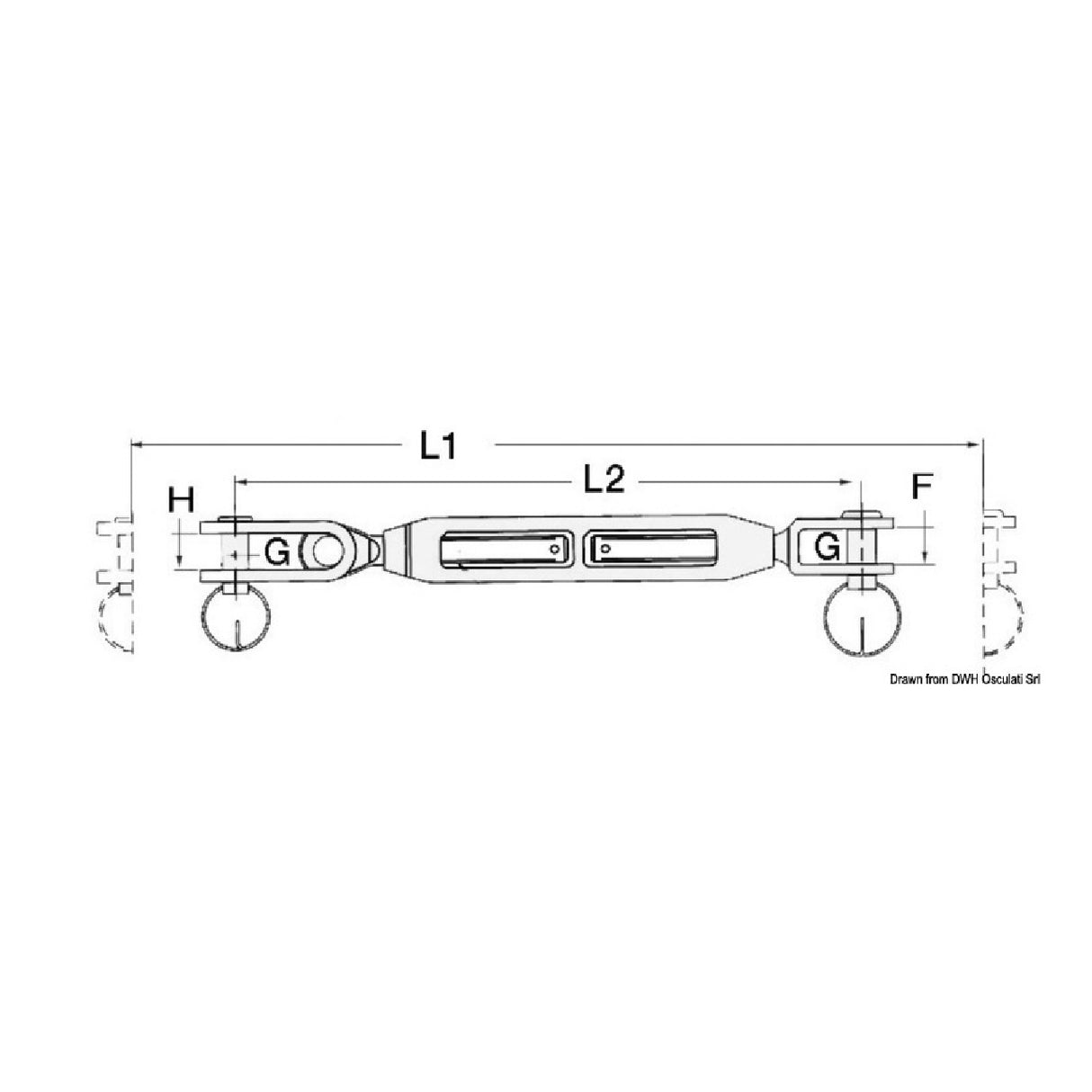 Tensor de horquilla articulado de acero inoxidable Osculati 07.184.01
