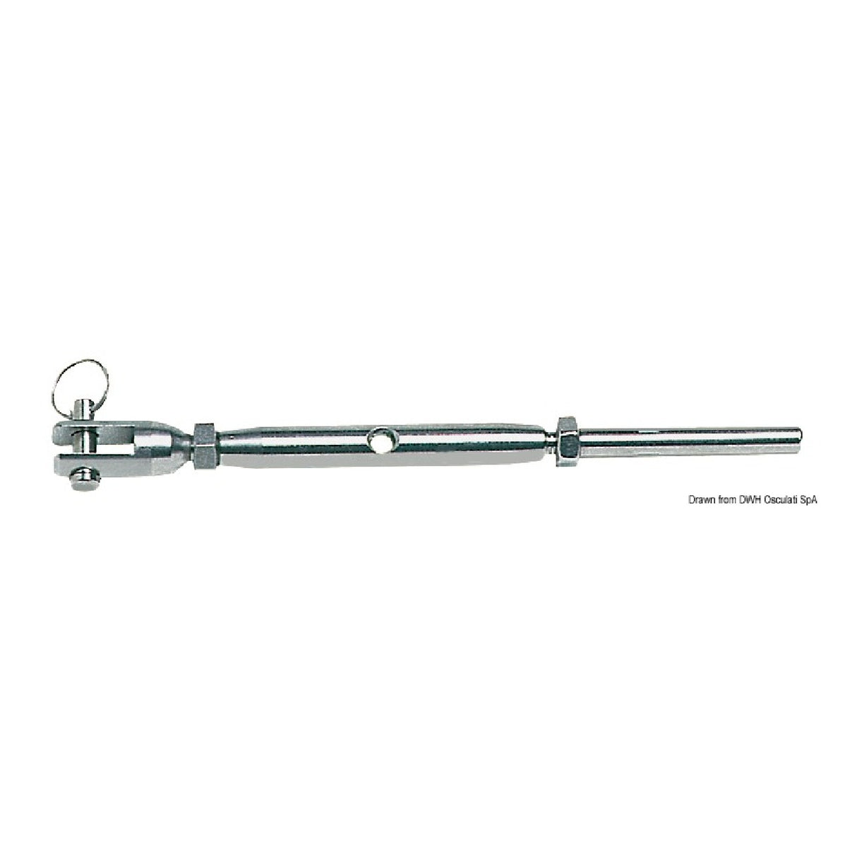 Tensor torneado Osculati de barra con terminal para prensar sobre cable de acero inoxidable 07.194.06