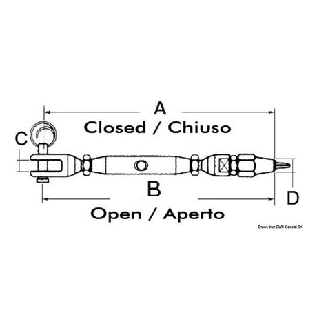Osculati Tenditore tornito con incorporato terminale per cavo Parafil 07.196.07