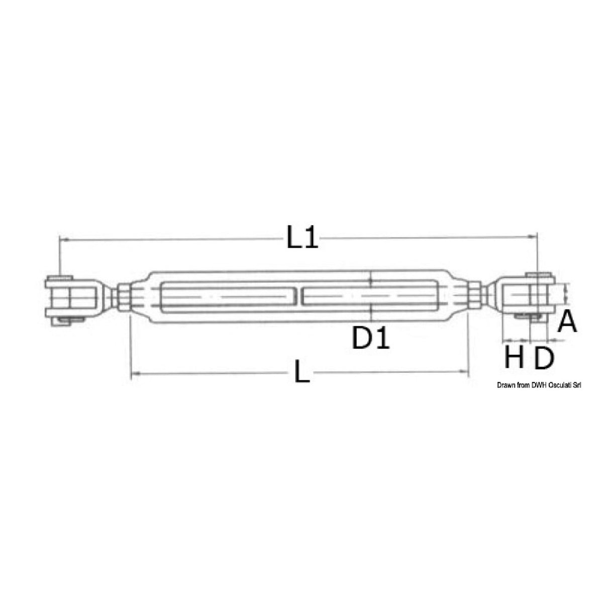 Osculati Tensioner with two open fixed forks 07.198.05