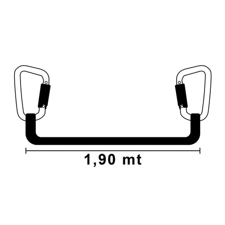 SEGURA Static safety belt umbilical cord with 2 snap hooks 1.90 m