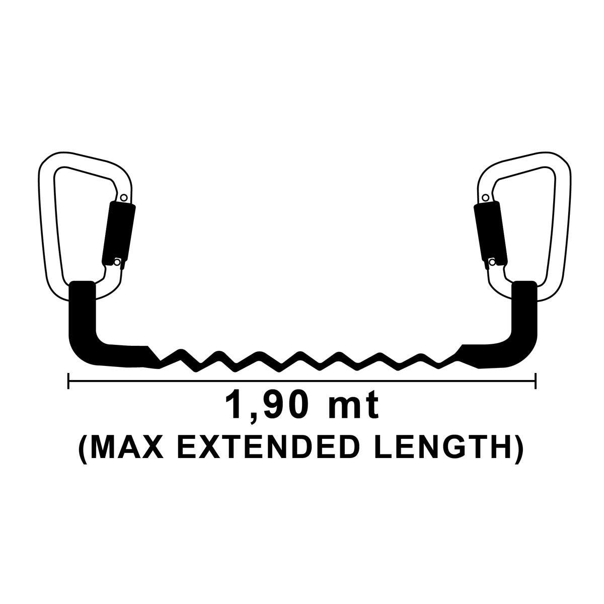 SEGURA Cordone ombelicale cinture sicurezza statico con 2 moschettone 1+1,90 mt