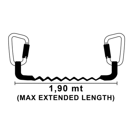 SEGURA Static safety belt umbilical cord with 2 snap hooks 1+1.90 m