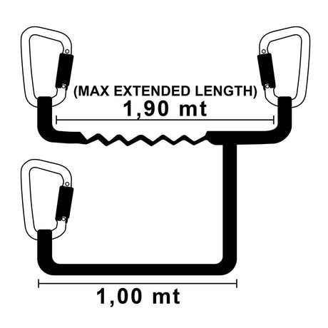 SEGURA Static safety belt umbilical cord with 3 snap hooks