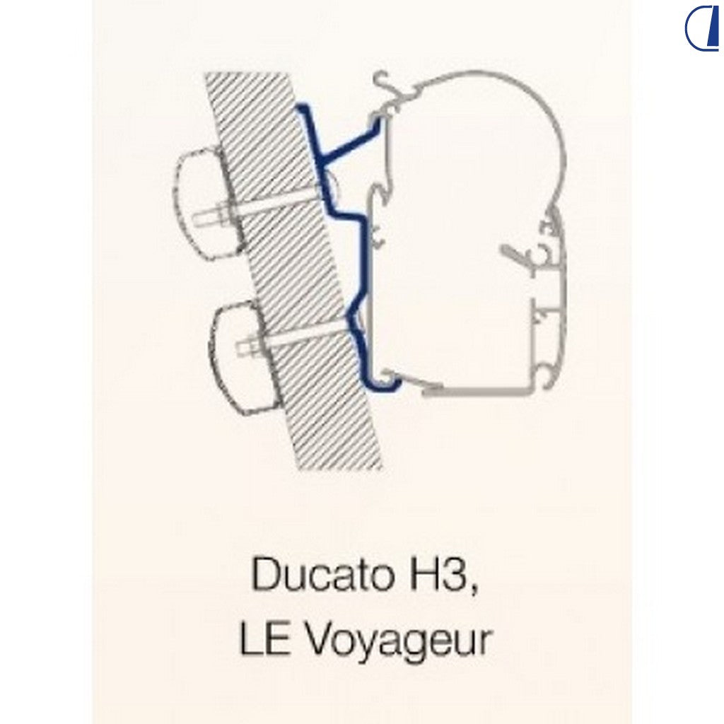 Di-Tec Adattatore a parete per veranda Dometic PW su Fiat Ducato H3 e Le Voyageur