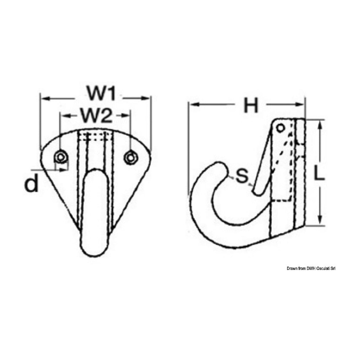 Osculati Brass plate with snap hook 09.171.00