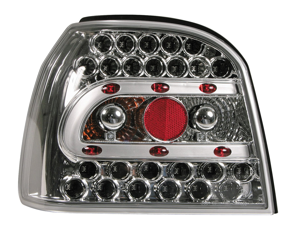 Pilot Coppia fanali posteriori LED - compatibile per VW Golf III (8/91-8/97) - Cromo