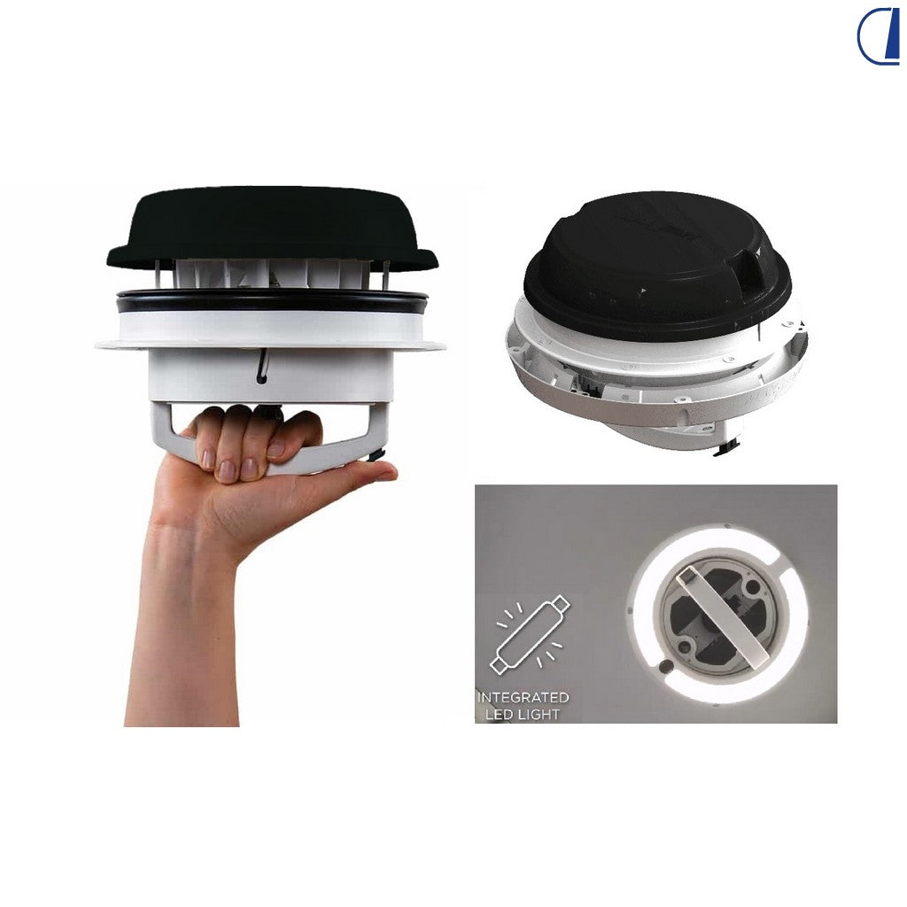 Maxxfan Dome ventilatore da tetto con LED nero 12V Ø foro 158 mm