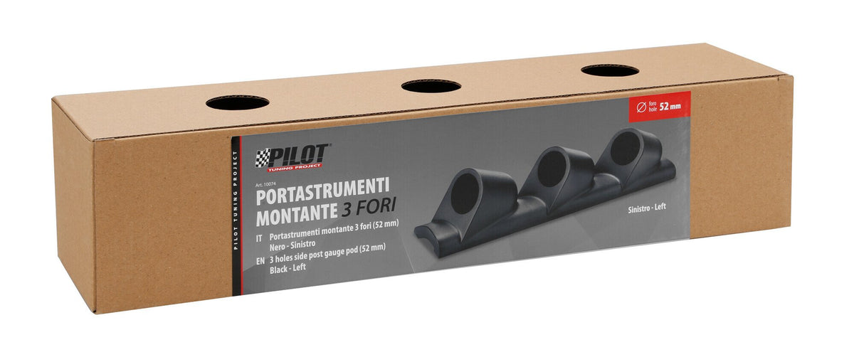 Pilot Portastrumenti montante 3 fori (52 mm) - Nero - Sinistro