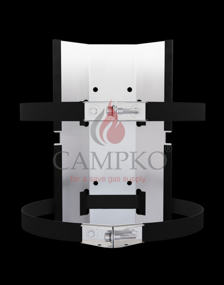 CAMPKO supporto a parete per bombola del gas  300 + 2 cinghie in acciaio inox con tenditore ad ardiglione