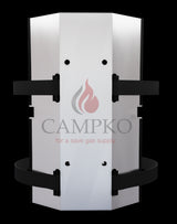 CAMPKO supporto a parete per bombola del gas  300 + 2 cinghie in acciaio inox con tenditore ad ardiglione 4250959476487