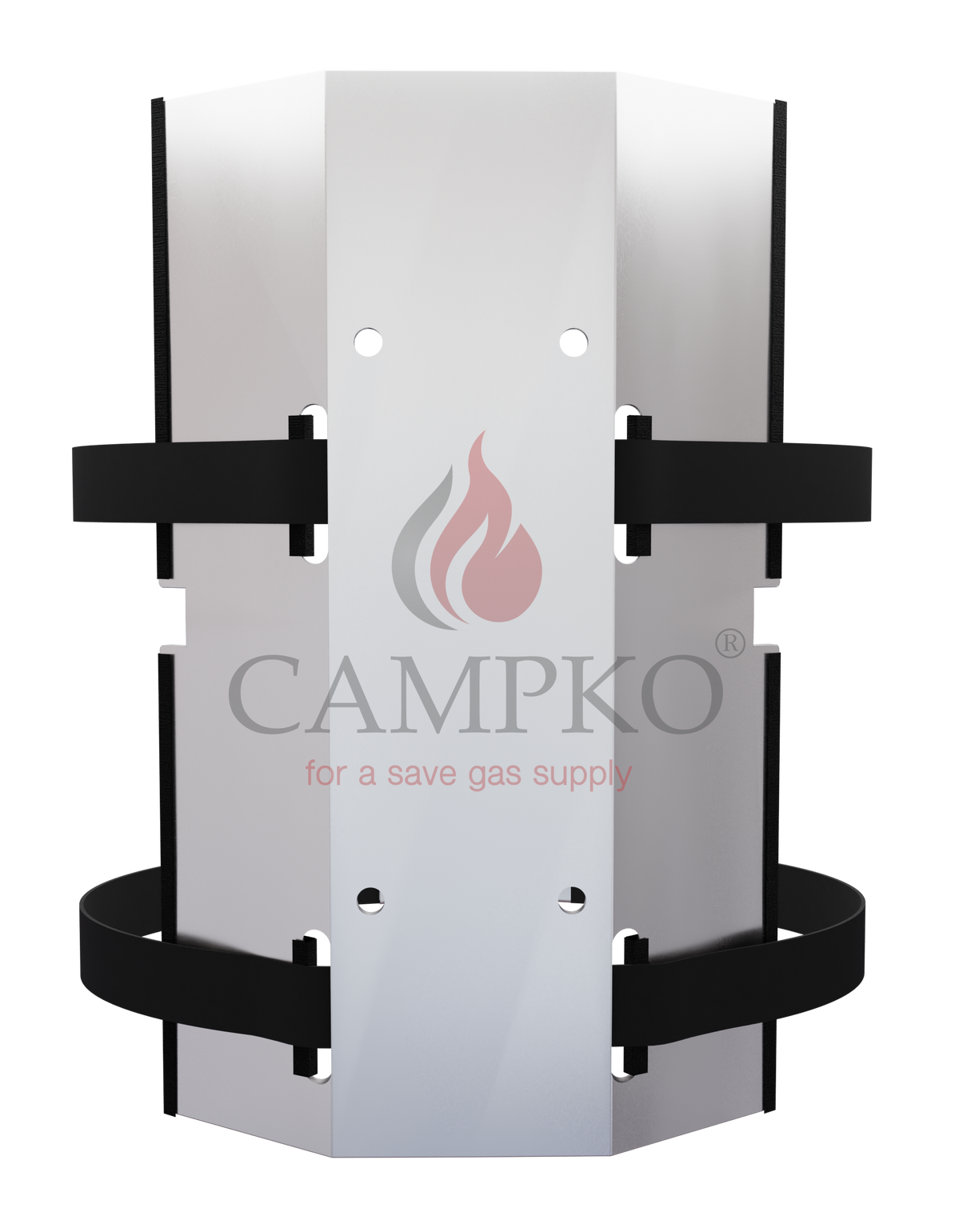 CAMPKO Wandhalterung für 300-ml-Gasflasche + 2 Edelstahlbänder mit Stiftspanner